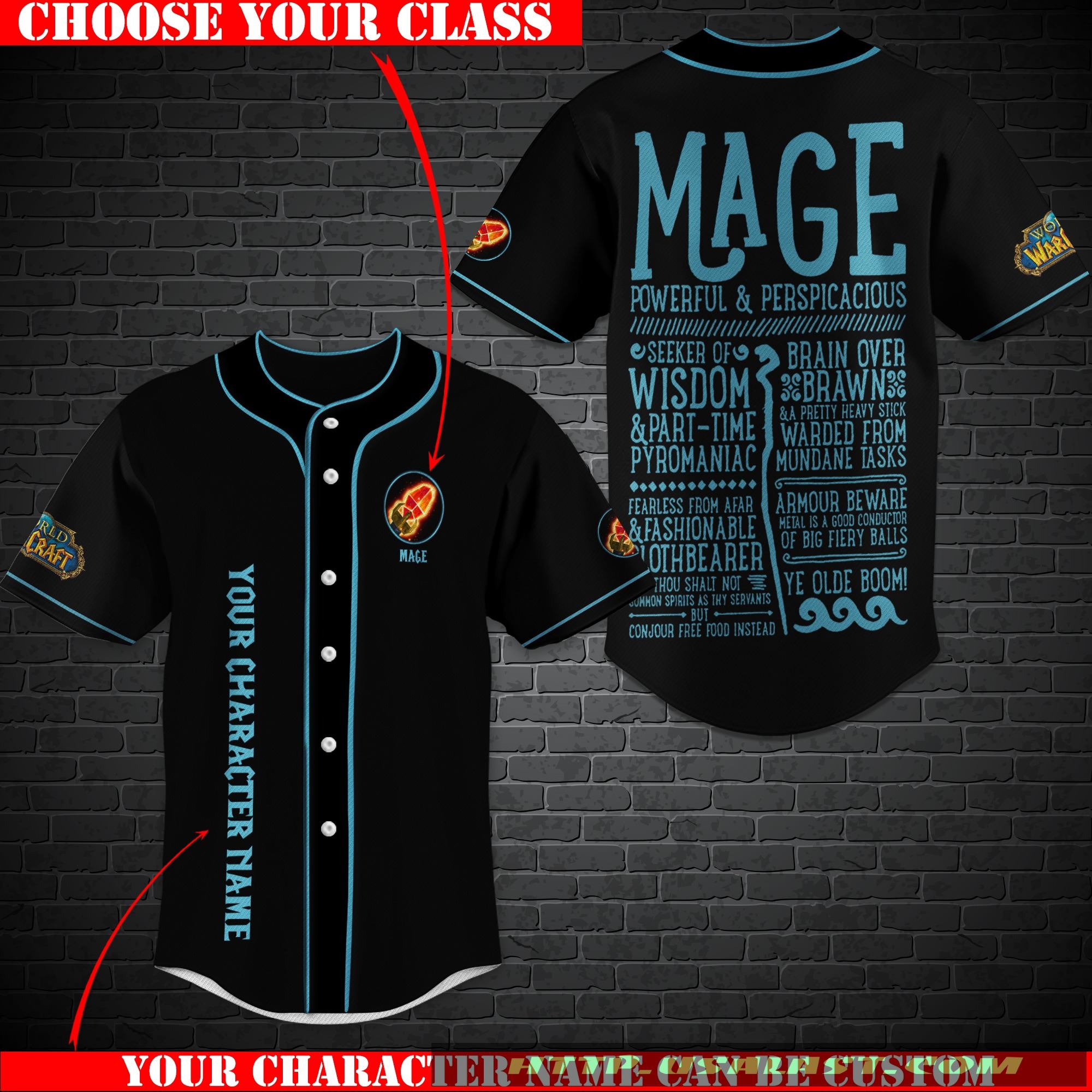 Personalized World Of Warcraft Mage Class Baseball Jersey Shirt Personalized World Of Warcraft Mage Class Baseball Jersey Shirt