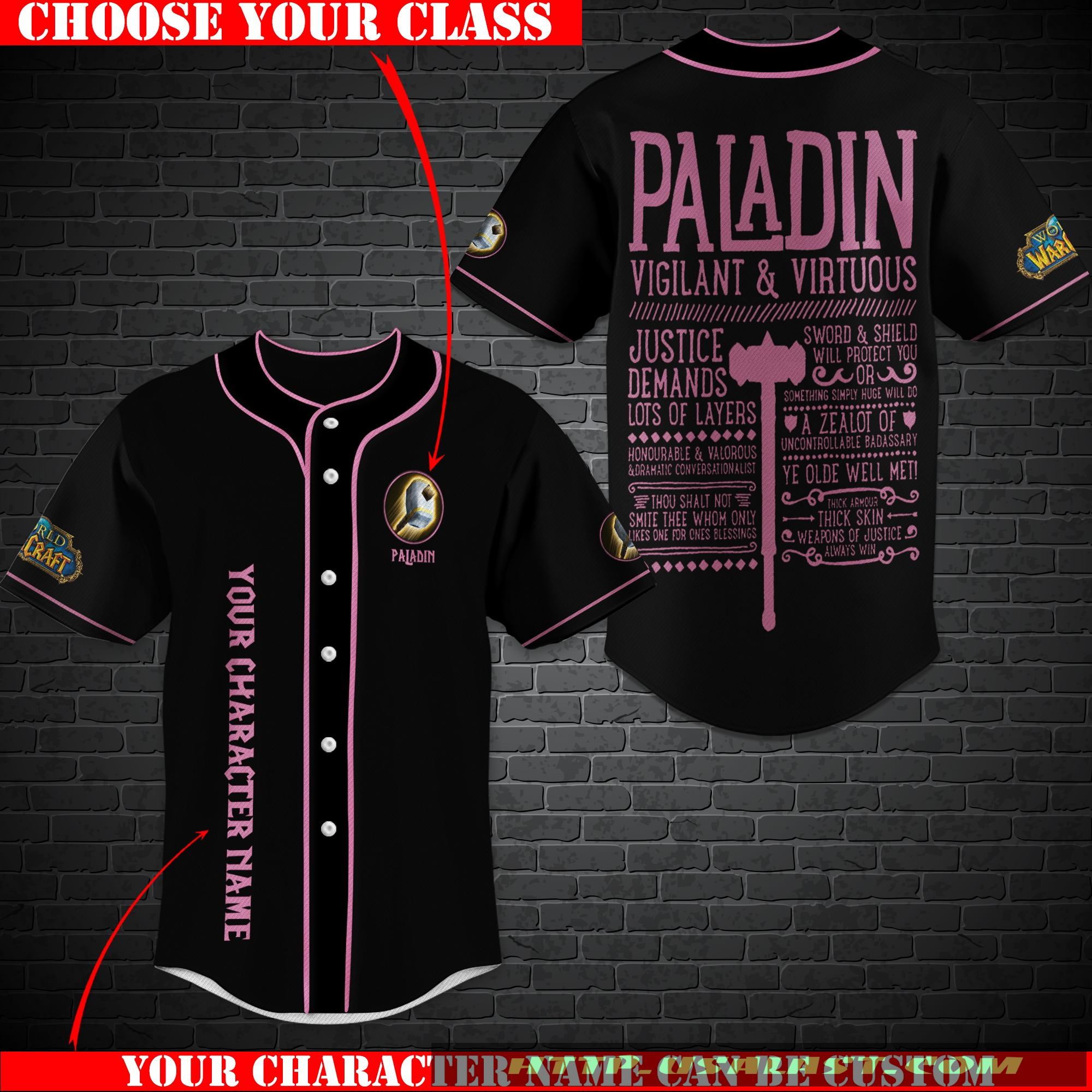 Personalized World Of Warcraft Paladin Class Baseball Jersey Shirt Personalized World Of Warcraft Paladin Class Baseball Jersey Shirt