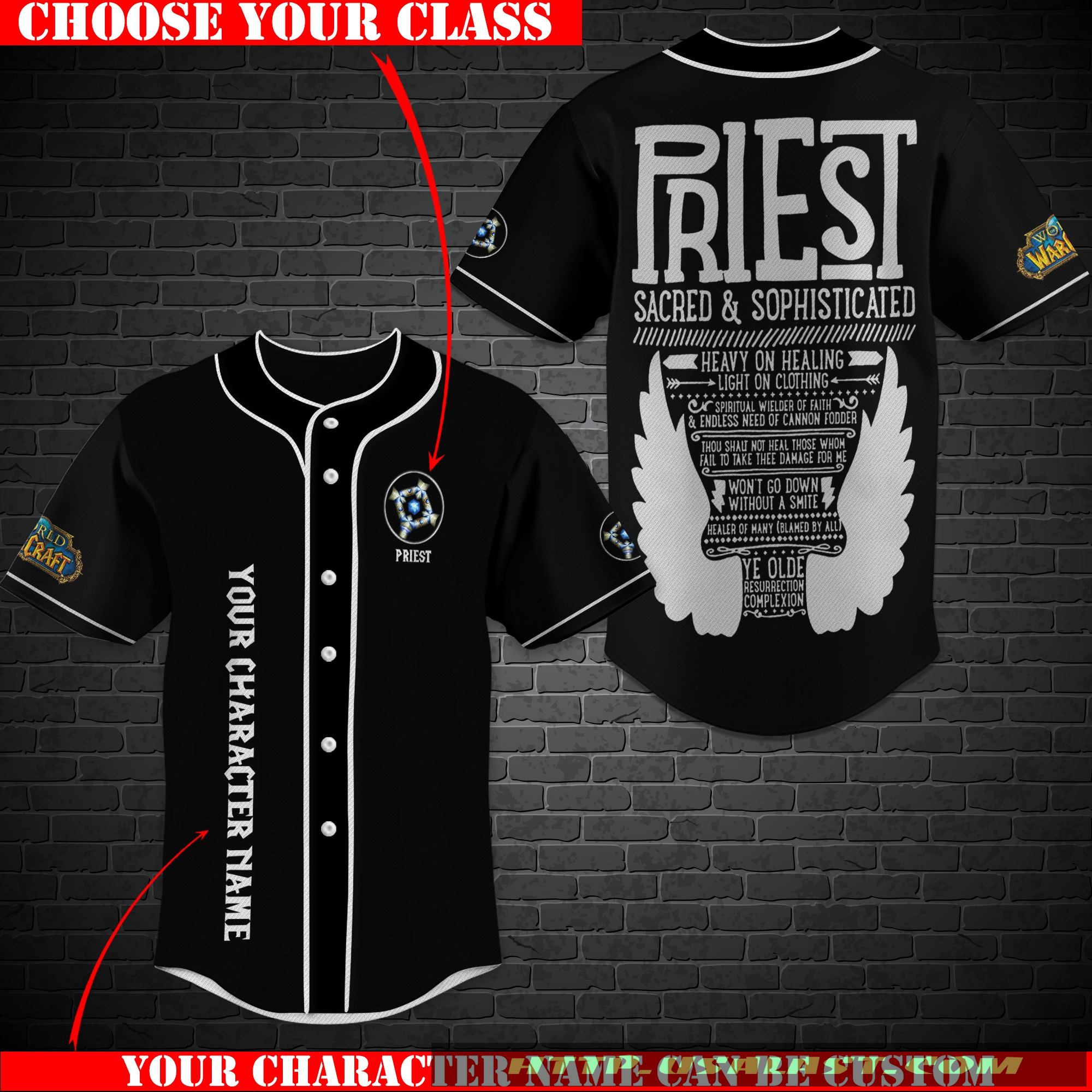 Personalized World Of Warcraft Priest Class Baseball Jersey Shirt Personalized World Of Warcraft Priest Class Baseball Jersey Shirt