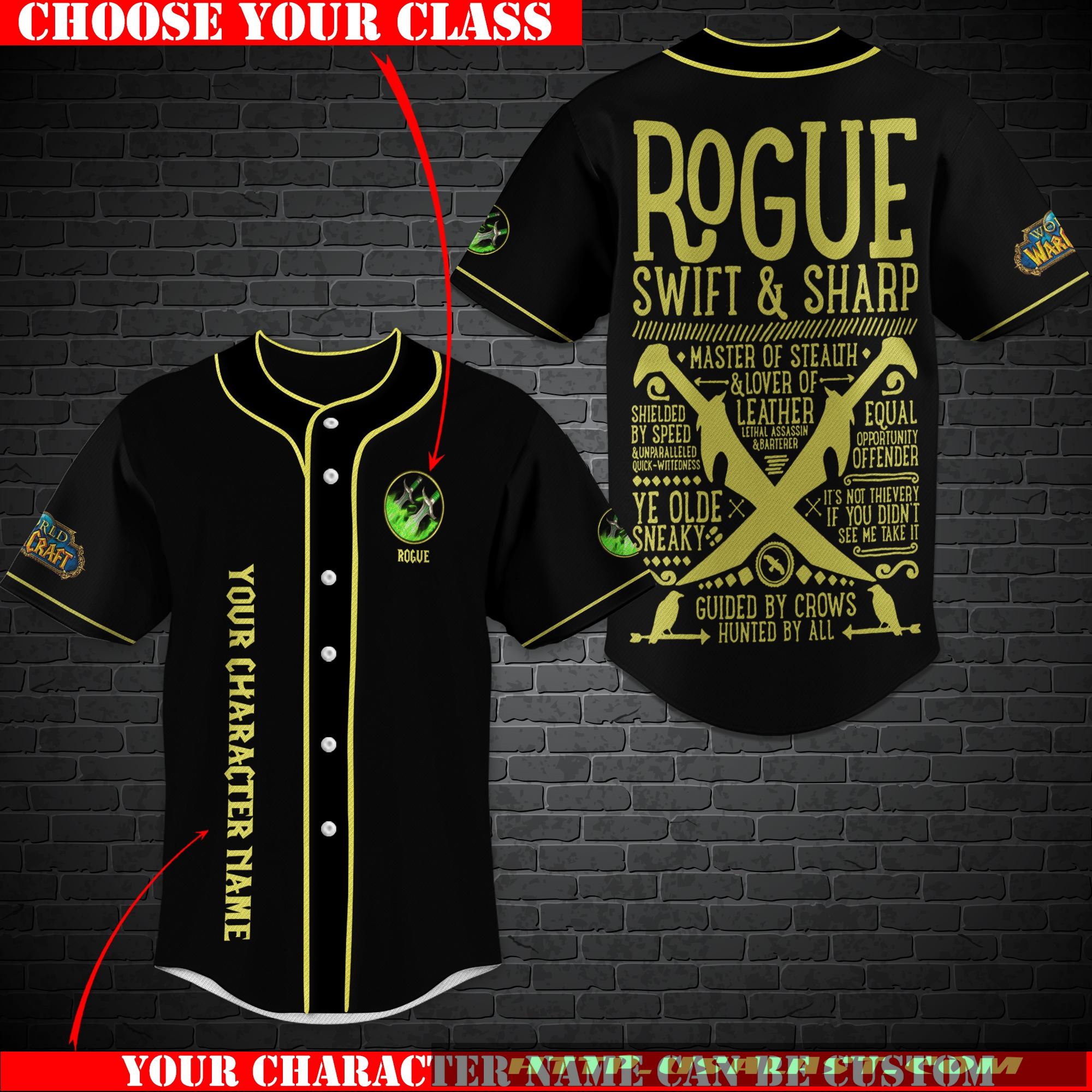 Personalized World Of Warcraft Rogue Class Baseball Jersey Shirt Personalized World Of Warcraft Rogue Class Baseball Jersey Shirt