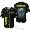 Personalized Yoda Star Wars Floating All Over Print Black Baseball Jersey