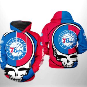 Philadelphia 76ers NBA Grateful Dead 3D Printed Hoodie/Zipper Hoodie - a5f67e7d6201