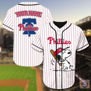 Philadelphia Phillies Snoopy Custom Name Baseball Jersey