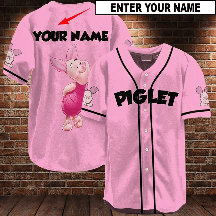 Piglet Custom Name Baseball Jersey Piglet Custom Name Baseball Jersey