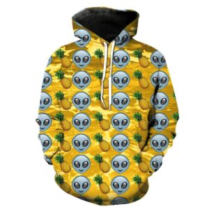 Pineapples Aliens Emoji 3D Hoodie For Men Women All Over 3D Printed Hoodie - d6d2052533bd