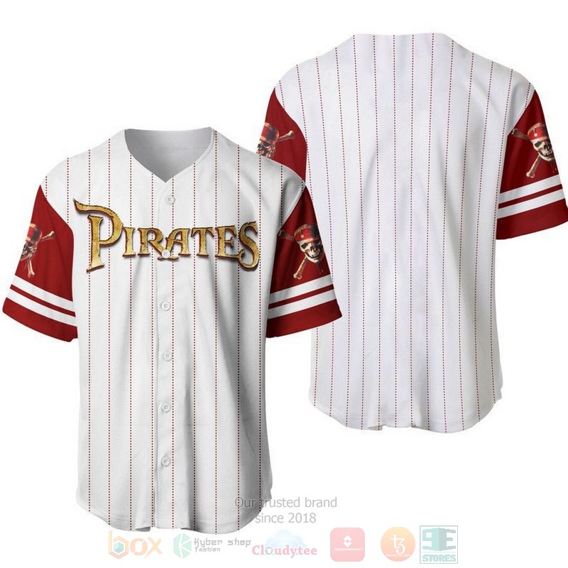 Pirates Of The Caribbean Skull Crossbones All Over Print Pinstripe White Baseball Jersey Pirates Of The Caribbean Skull Crossbones All Over Print Pinstripe White Baseball Jersey