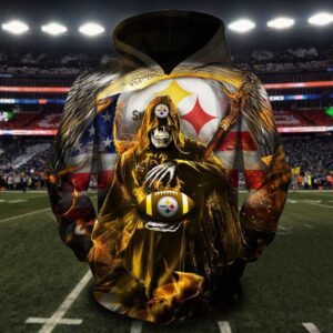 Pittsburgh Steelers 3D Death Skull Pullover And Zip Pered Hoodies Custom 3D Graphic Printed 3D Hoodie All Over Print Hoodie For Men For Women - e492291da007