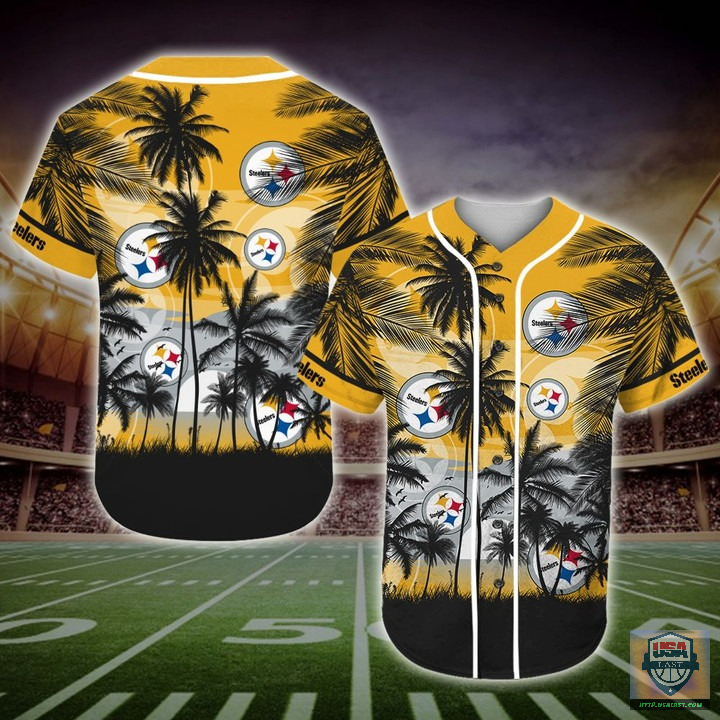 Pittsburgh Steelers Nfl Palm Tree Baseball Jersey Pittsburgh Steelers Nfl Palm Tree Baseball Jersey