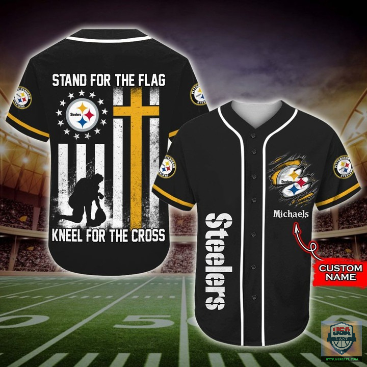 Pittsburgh Steelers Stand For The Flag Kneel For The Cross Baseball Jersey Shirt Pittsburgh Steelers Stand For The Flag Kneel For The Cross Baseball Jersey Shirt