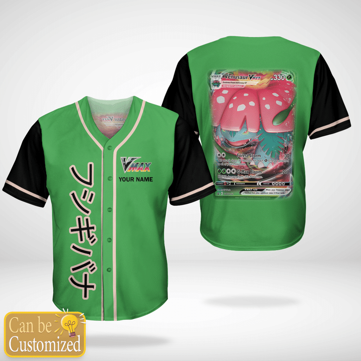 Pkm Venusaur Vmax Custom Name Baseball Jersey Shirt Pkm Venusaur Vmax Custom Name Baseball Jersey Shirt