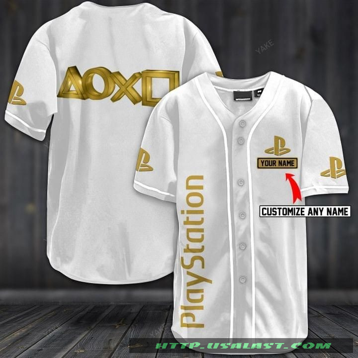 Play Station Personalized White Baseball Jersey Shirt Play Station Personalized White Baseball Jersey Shirt