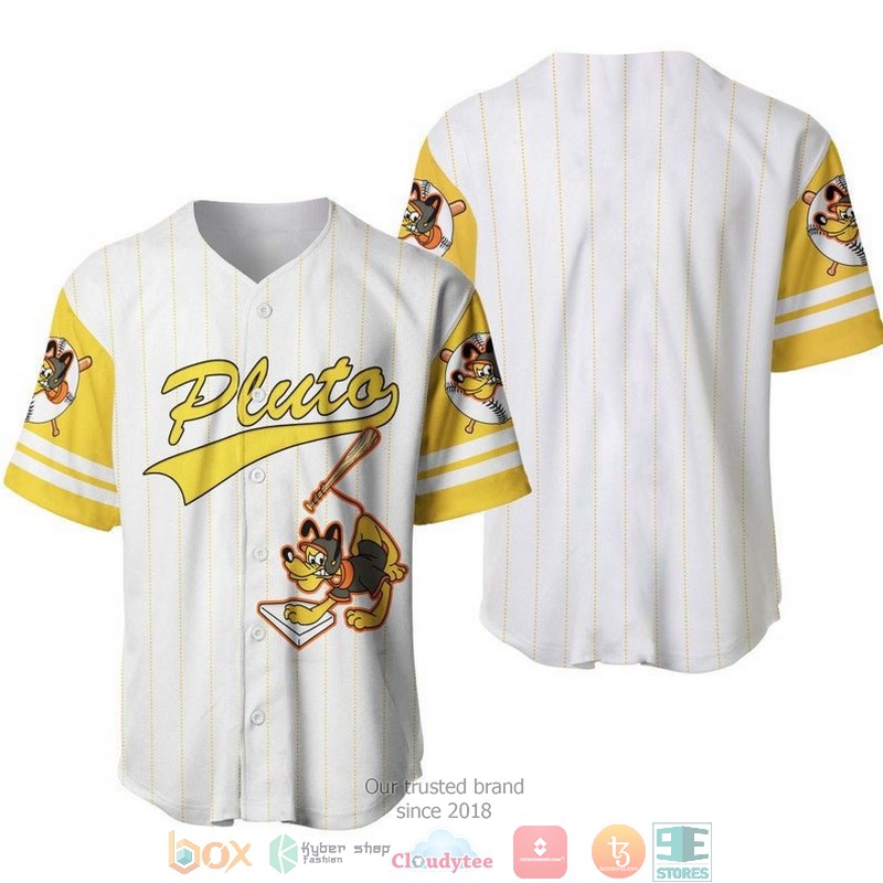 Pluto Dog Pinstripe White Baseball Jersey Pluto Dog Pinstripe White Baseball Jersey