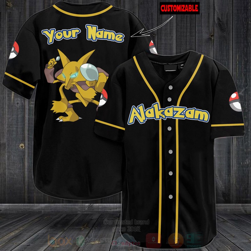 Pokemon Alakazam Personalized Baseball Jersey Pokemon Alakazam Personalized Baseball Jersey