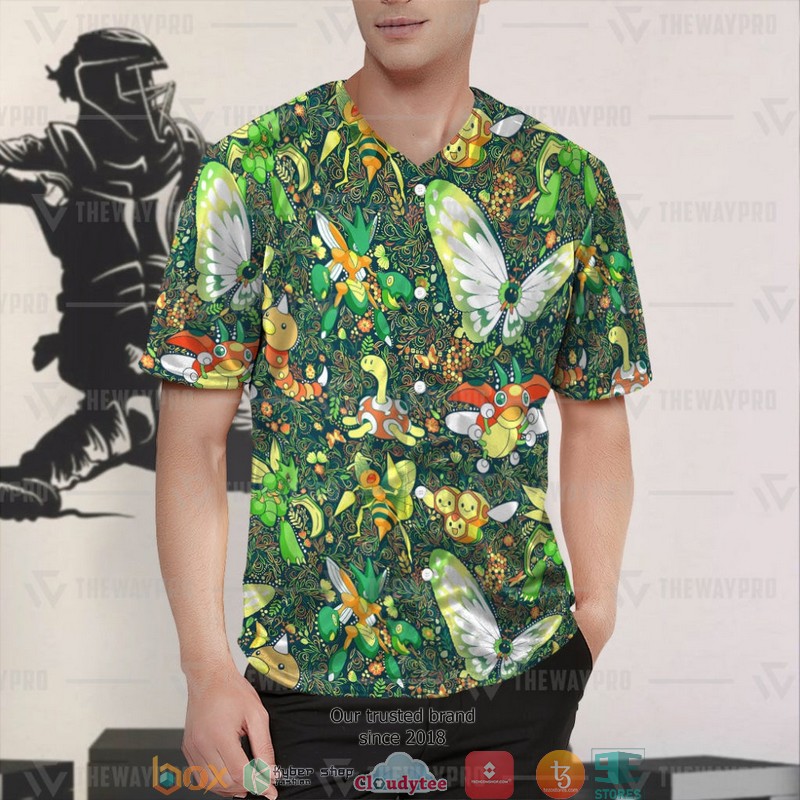 Pokemon Bug Seamless Pattern Baseball Jersey Pokemon Bug Seamless Pattern Baseball Jersey