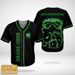 Pokemon Bulbasaur Custom Name Baseball Jersey