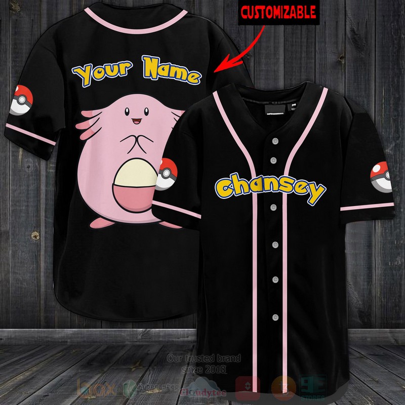 Pokemon Chansey Personalized Baseball Jersey Pokemon Chansey Personalized Baseball Jersey