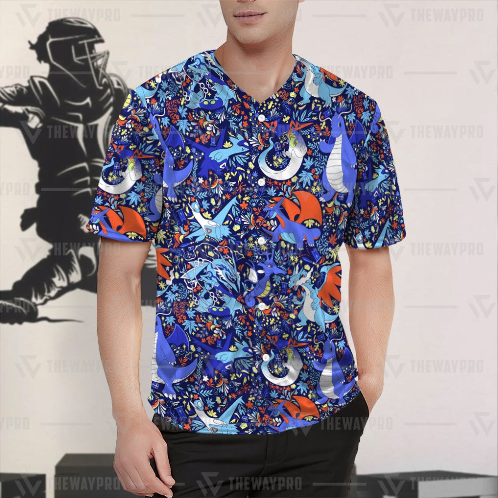 Pokemon Dragon Seamless Pattern Baseball Jersey Pokemon Dragon Seamless Pattern Baseball Jersey