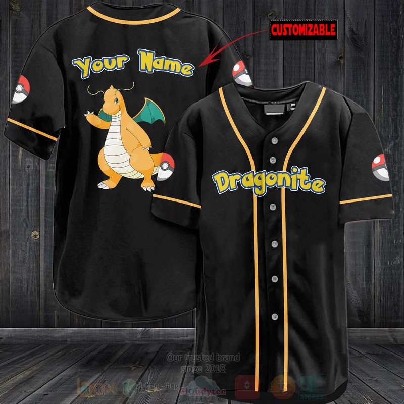Pokemon Dragonite Personalized Baseball Jersey Pokemon Dragonite Personalized Baseball Jersey