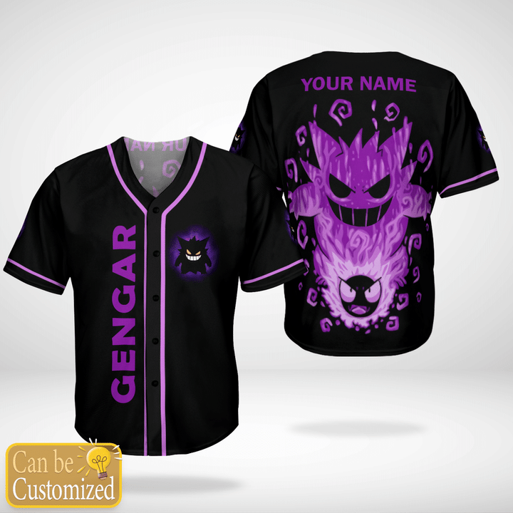 Pokemon Gengar Custom Name Baseball Jersey Shirt Pokemon Gengar Custom Name Baseball Jersey Shirt