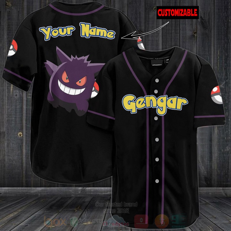 Pokemon Gengar Personalized Baseball Jersey Pokemon Gengar Personalized Baseball Jersey