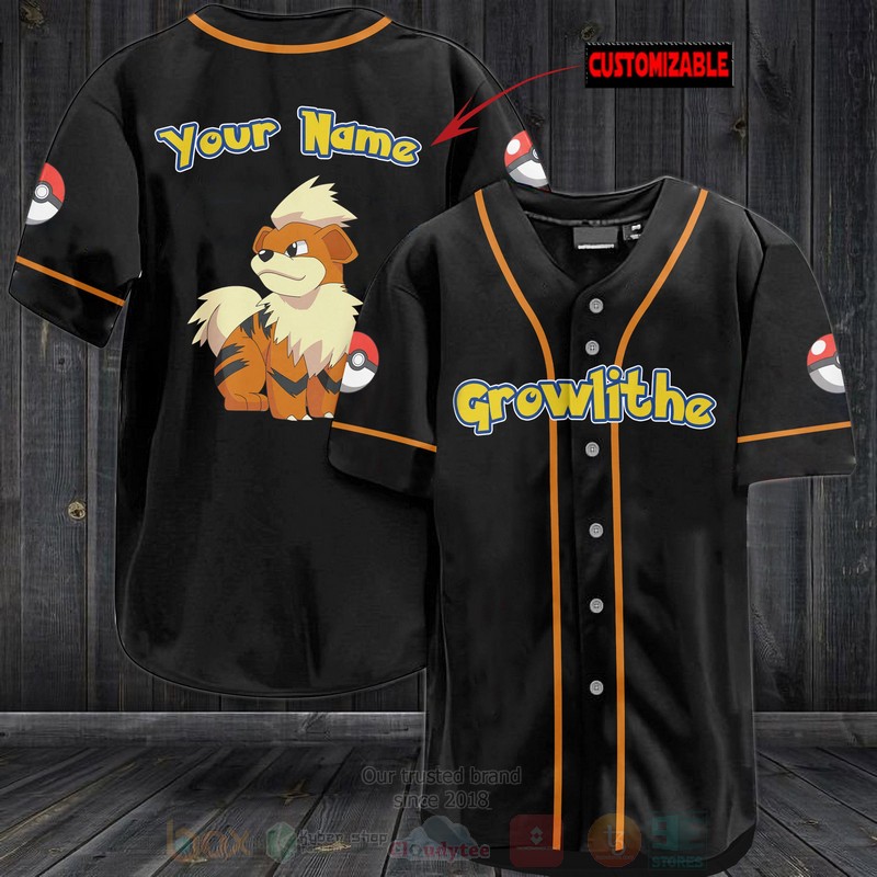 Pokemon Growlithe Personalized Baseball Jersey Pokemon Growlithe Personalized Baseball Jersey