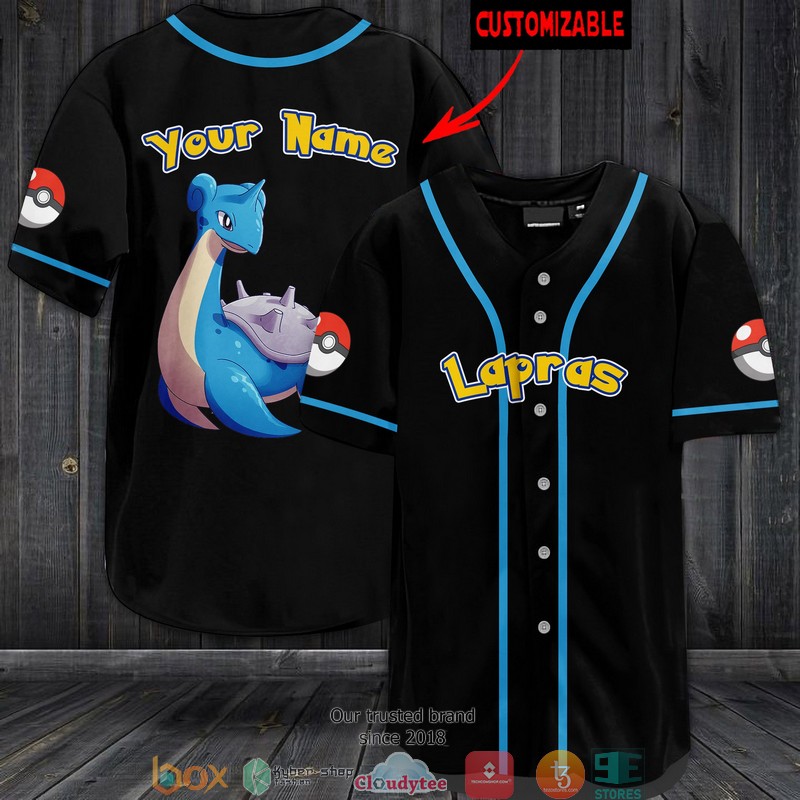 Pokemon Lapras Personalized Baseball Jersey Pokemon Lapras Personalized Baseball Jersey
