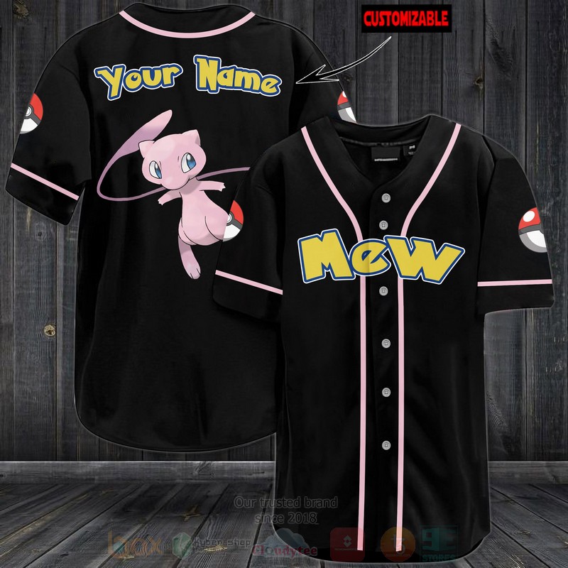 Pokemon Mew Personalized Baseball Jersey Pokemon Mew Personalized Baseball Jersey