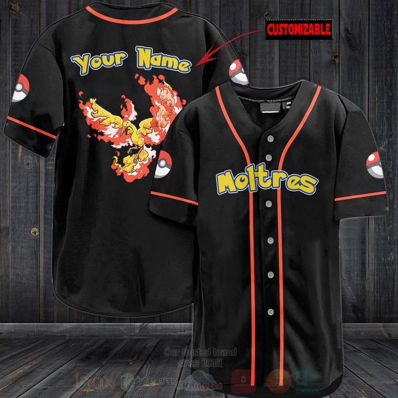 Pokemon Moltres Personalized Baseball Jersey Pokemon Moltres Personalized Baseball Jersey