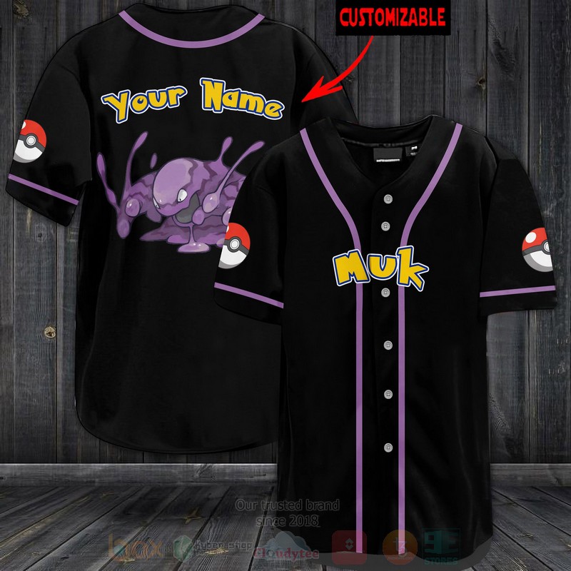 Pokemon Muk Personalized Baseball Jersey Pokemon Muk Personalized Baseball Jersey