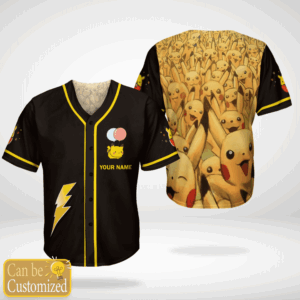 Pokemon Pikachu Custom Name Baseball Jersey