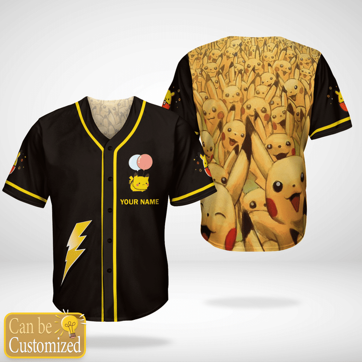 Pokemon Pikachu Custom Name Baseball Jersey Pokemon Pikachu Custom Name Baseball Jersey