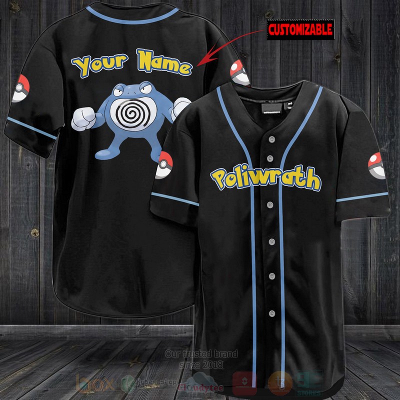 Pokemon Poliwrath Personalized Baseball Jersey Pokemon Poliwrath Personalized Baseball Jersey