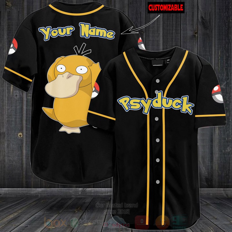 Pokemon Psyduck Personalized Baseball Jersey Pokemon Psyduck Personalized Baseball Jersey