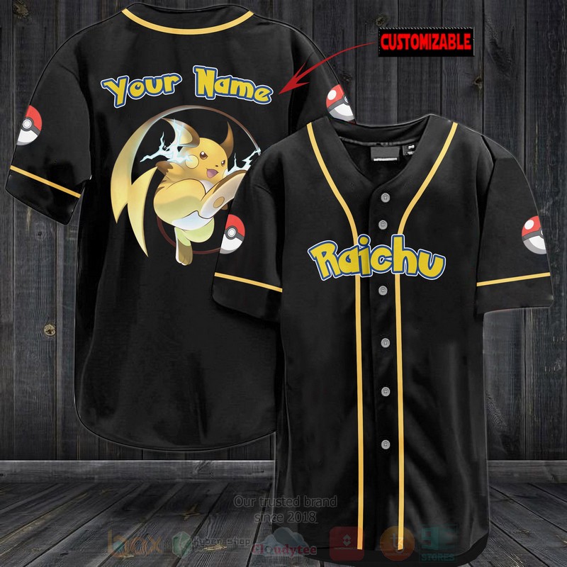 Pokemon Raichu Personalized Baseball Jersey Pokemon Raichu Personalized Baseball Jersey