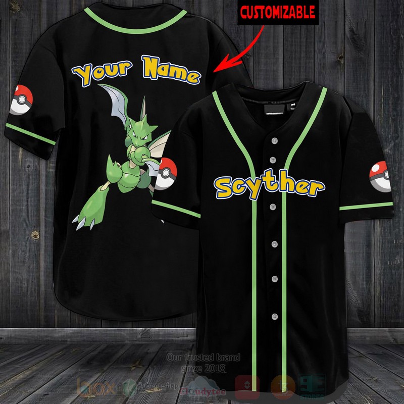 Pokemon Scyther Personalized Baseball Jersey Pokemon Scyther Personalized Baseball Jersey