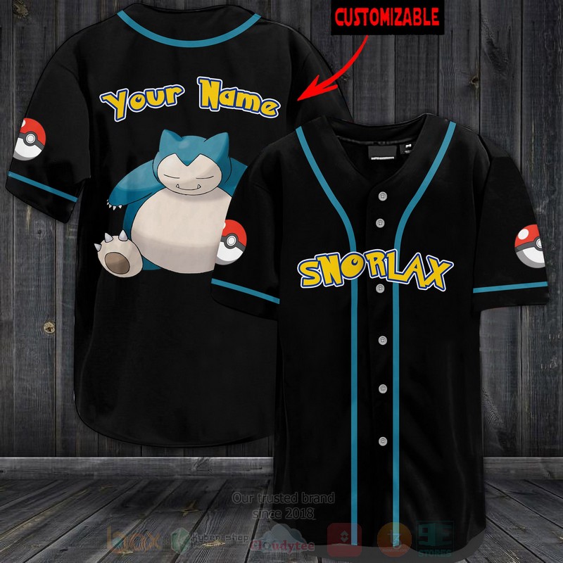 Pokemon Snorlax Personalized Baseball Jersey Pokemon Snorlax Personalized Baseball Jersey