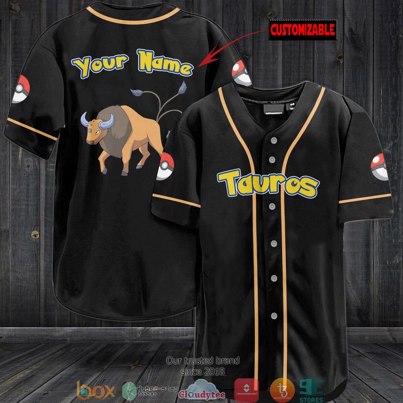 Pokemon Tauros Personalized Baseball Jersey Pokemon Tauros Personalized Baseball Jersey