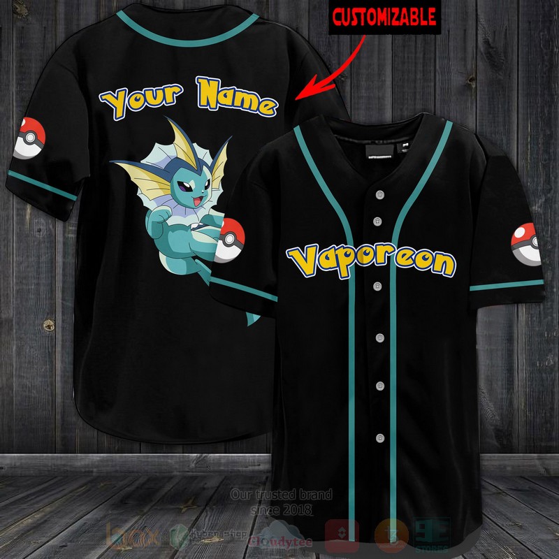 Pokemon Vaporeon Personalized Baseball Jersey Pokemon Vaporeon Personalized Baseball Jersey
