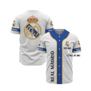 Real Madrid Custom Name Baseball Jersey