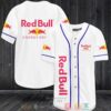 Red Bull Energy Drinks White Baseball Jersey