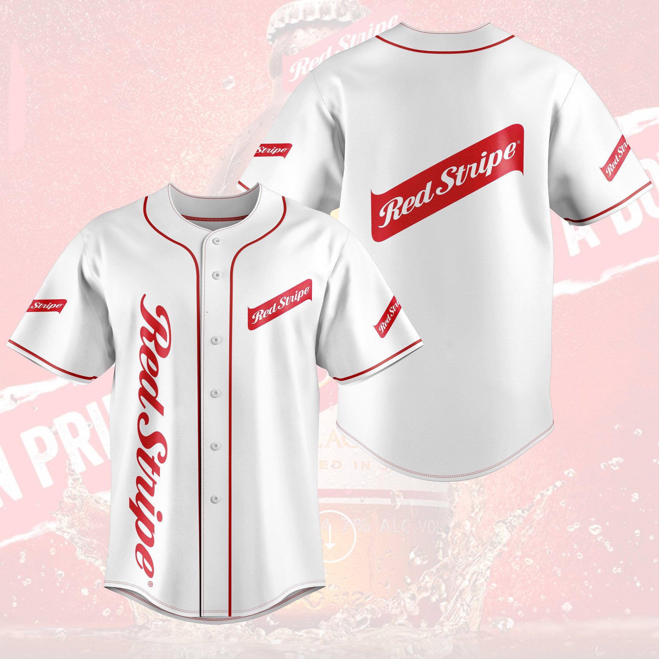Red Stripe Baseball Jersey Red Stripe Baseball Jersey
