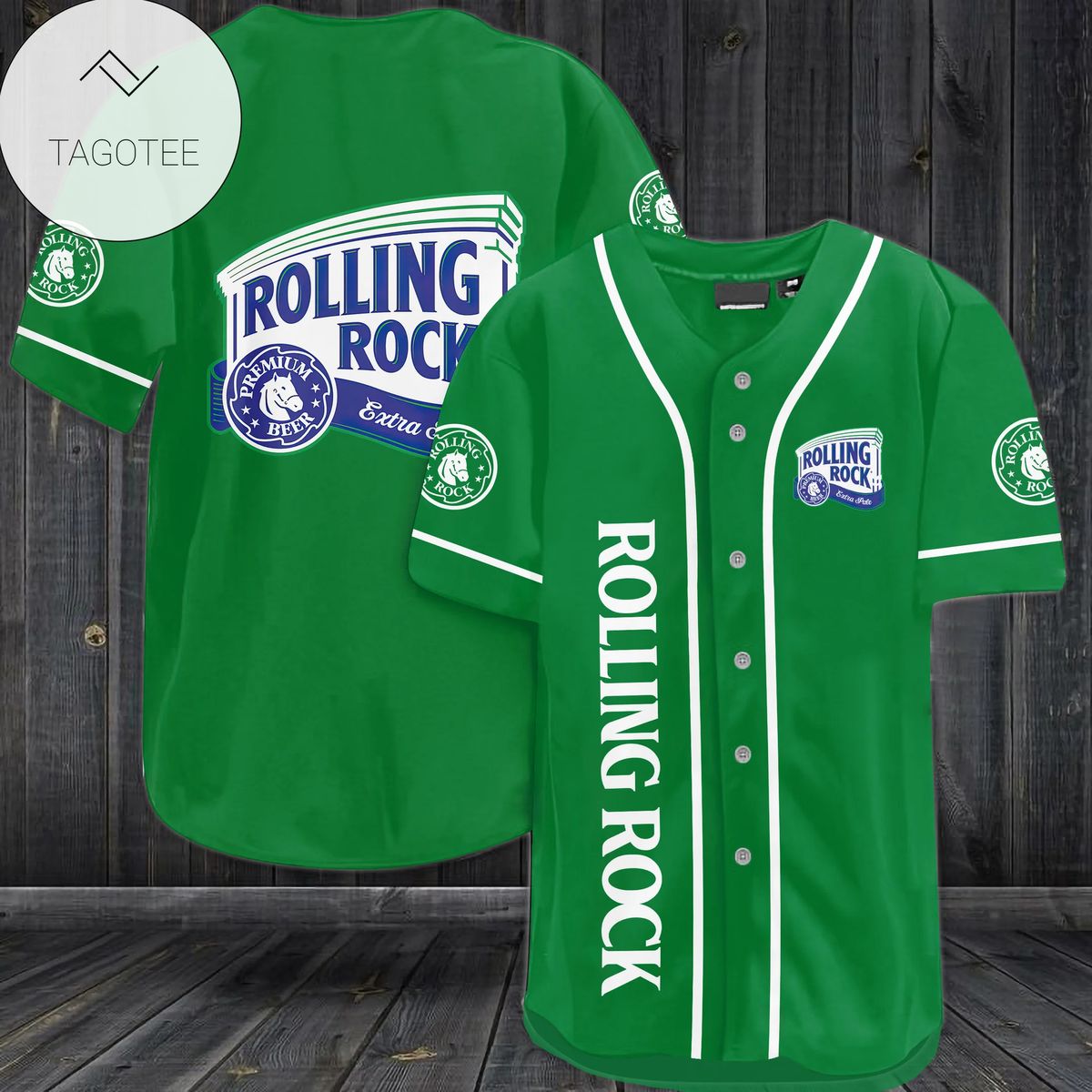 Rolling Rock Premium Beer Logo Baseball Jersey Shirt Rolling Rock Premium Beer Logo Baseball Jersey Shirt