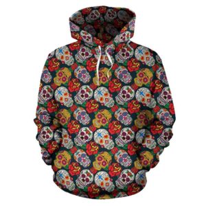 Rose Sugar Skull Skeleton Girly Floral Pattern Print All Over Graphic 3D Hoodie For Men Women All Over 3D Printed Hoodie - 54c260d75445