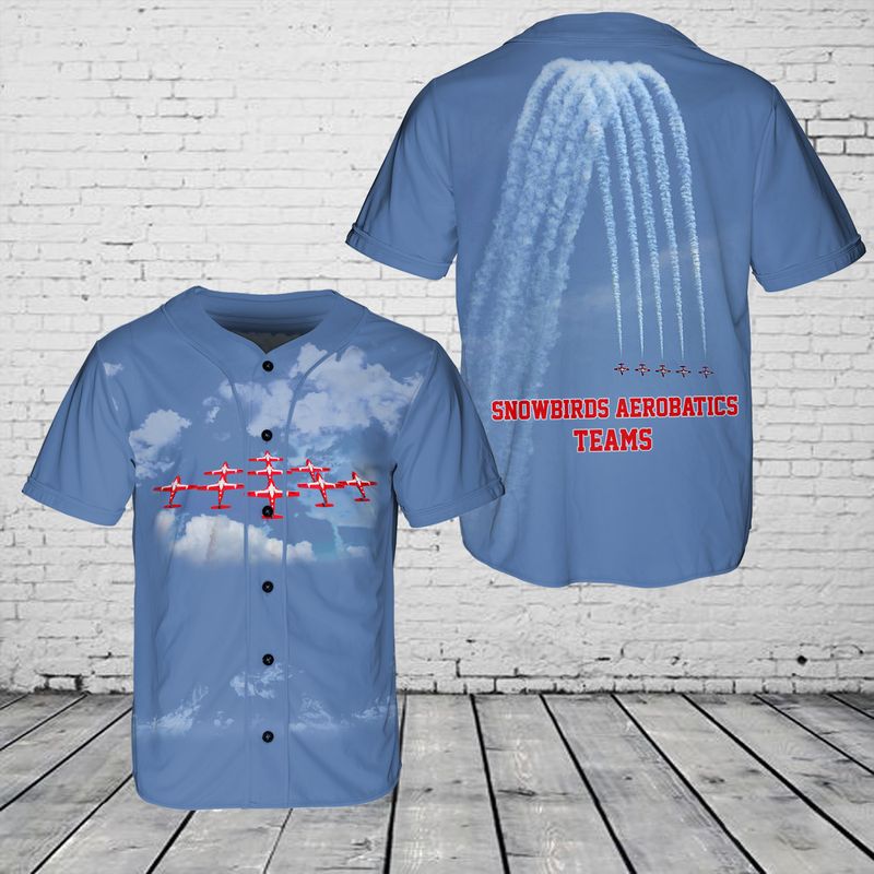 Royal Canadian Air Force Snowbirds Aerobatics Teams Baseball Jersey Shirt Royal Canadian Air Force Snowbirds Aerobatics Teams Baseball Jersey Shirt