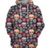SUGAR SKULLS AND FLOWERS ON DARK 3D Hoodie For Men For Women All Over Printed Hoodie - 424067cb376e