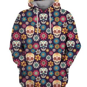 SUGAR SKULLS AND FLOWERS ON DARK 3D Hoodie For Men For Women - e943daeb4044