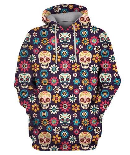 SUGAR SKULLS AND FLOWERS ON DARK 3D Hoodie For Men For Women - e943daeb4044 SUGAR SKULLS AND FLOWERS ON DARK 3D Hoodie For Men For Women - e943daeb4044