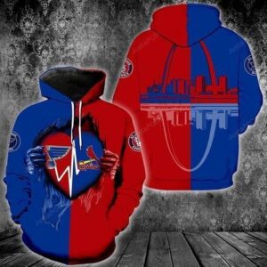 Saint Louis Blue Saint Louis Cardinals Heartbeat Ripped City On Back Pullover And Zip Pered Hoodies Custom 3d Graphic Printed 3d Hoodie All Over Print Hoodie For Men For Women - 453fe7afea95