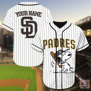 San Diego Padres Snoopy Custom Name Baseball Jersey