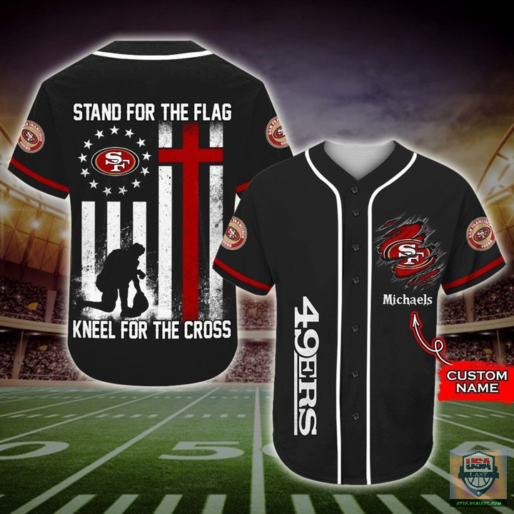 San Francisco 49Ers Stand For The Flag Kneel For The Cross Baseball Jersey Shirt San Francisco 49Ers Stand For The Flag Kneel For The Cross Baseball Jersey Shirt